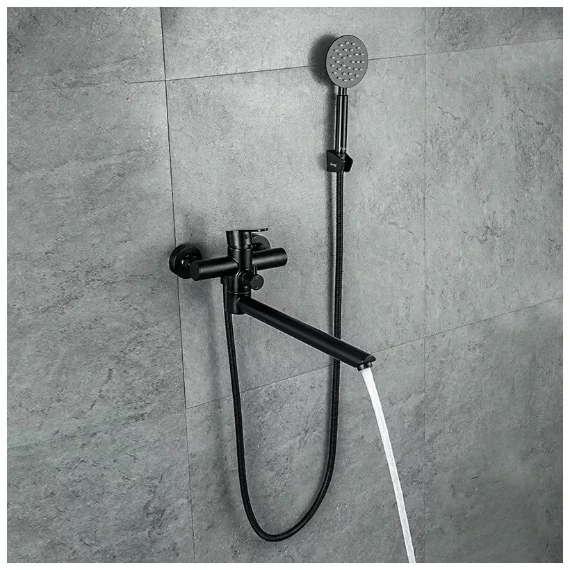 Смеситель для ванны с душевым гарнитуром Frap H801 F22801-6 черный Киев - изображение 3