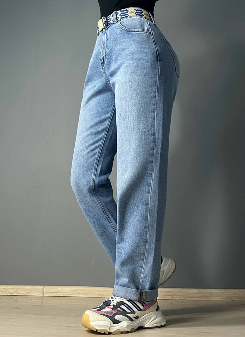 Джинсы женские Dragon 8317 Mom Comfort Baggy с поясом стрейчевые голубые, голубой, З6, 36, 98 см, 121 см Киев - изображение 9