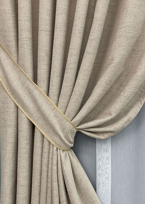 Комплект штор VR-Textil TWEED_V 150х270 2шт и Тюль 500х270 1917ш-1153т Бежевый с белым 71-142/4 Киев - изображение 4