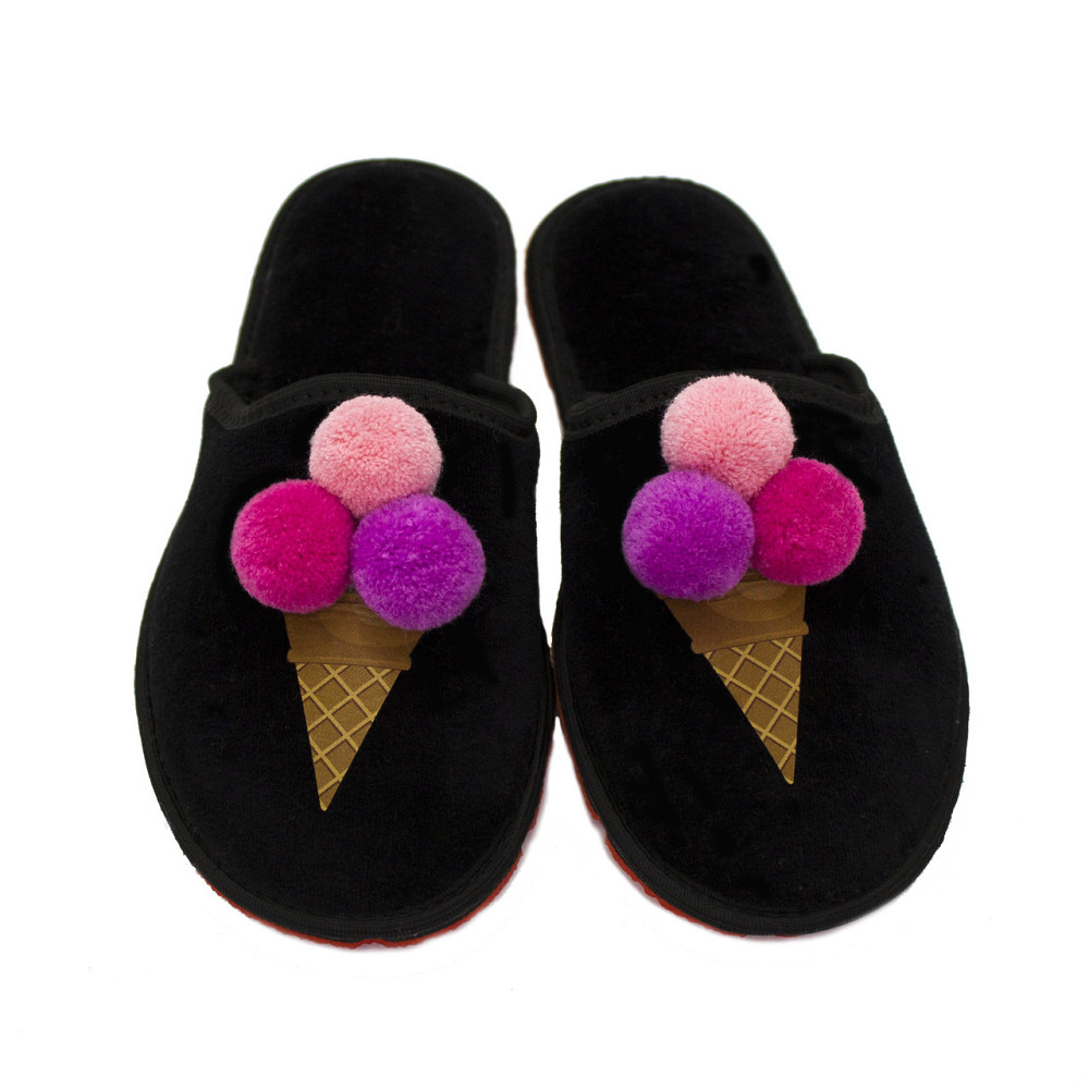 Тапочки женские домашние закрытые Мороженое, черный 38 Одесса - изображение 2
