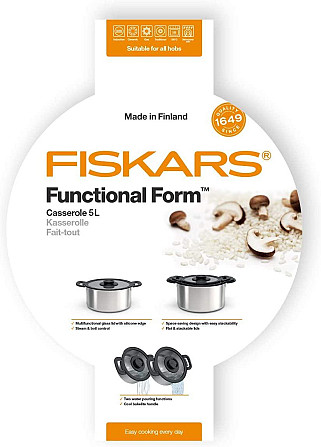 Каструля з кришкою 5 літрів Fiskars "Functional Form" (1026578) Нержавіюча сталь Нововолинськ - фото 5