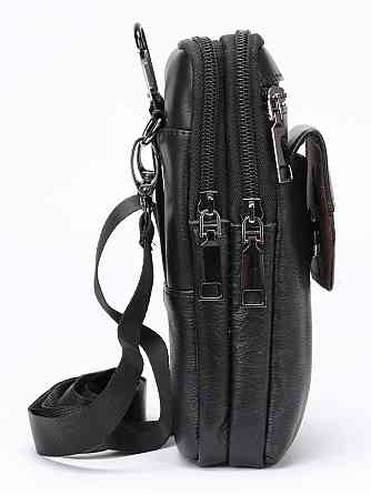 Шкіряна сумка на пояс Vintage 20358 Чорна Київ