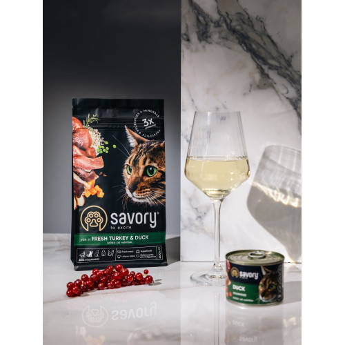 Корм сухий Savory Adult Cat Gourmand Fresh Turkey and Duck для дорослих котів зі свіжою індичкою і качкою 400 г Київ - фото 6