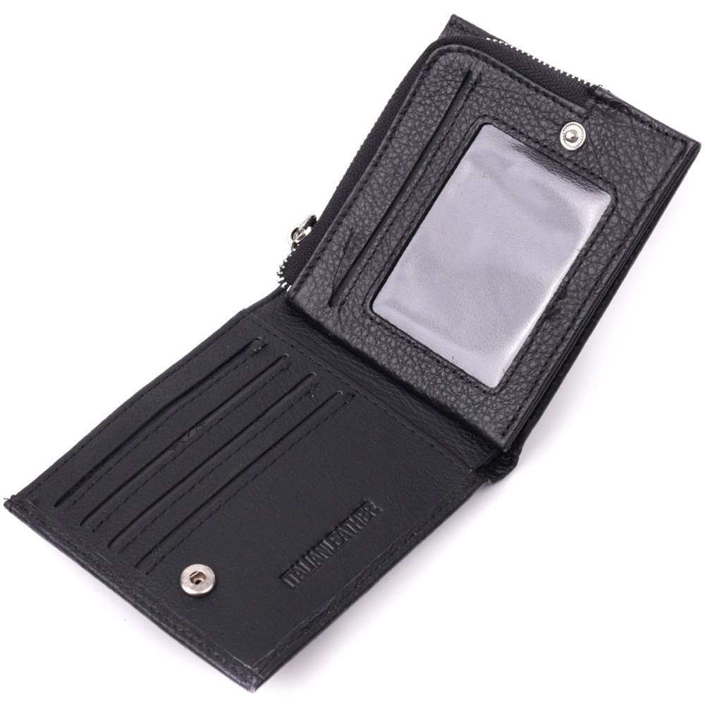 Гаманець середнього розміру з оригінальною монетницею ST Leather 22458 Чорний Київ - фото 5