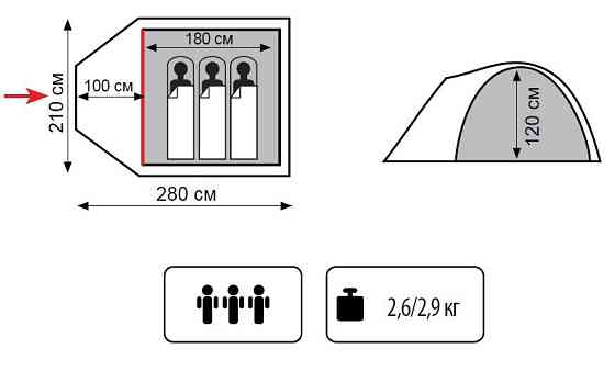 Палатка трехместная Totem Indi 3 UTTT-018 Киев