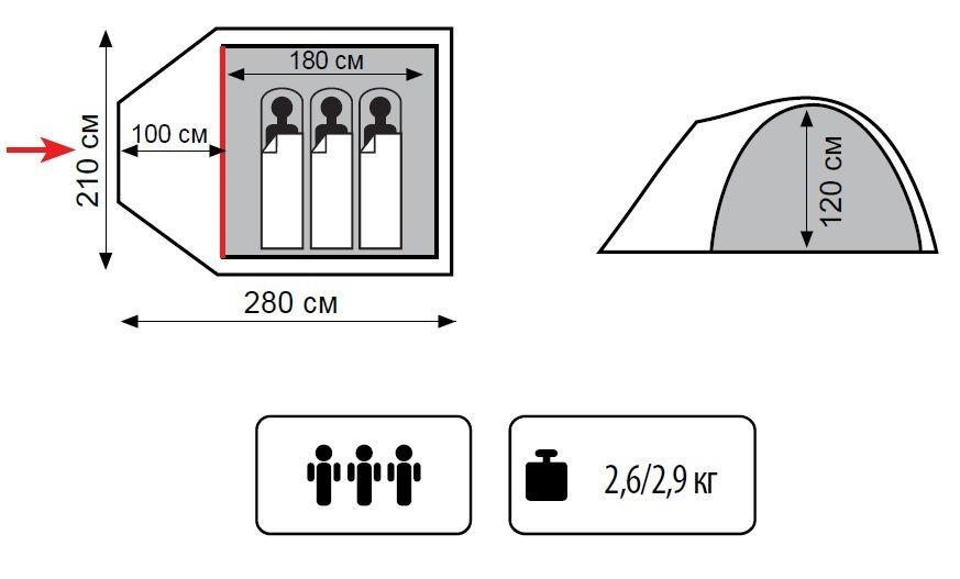 Палатка трехместная Totem Indi 3 UTTT-018 Киев - изображение 2