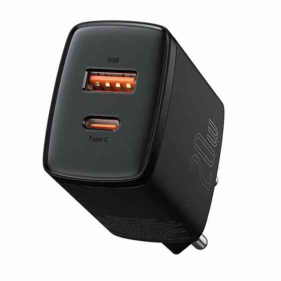 Мережевий зарядний пристрій Baseus Compact Quick Charger U+C 20W EU Black Київ