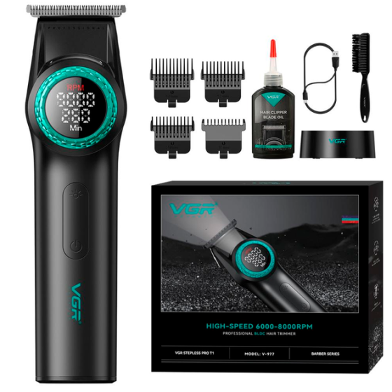 Триммер аккумуляторный VGR V-977 BLACK, регулировка мощности 6000 - 8000 RPM, 2500 mAh, 4 насадки Киев