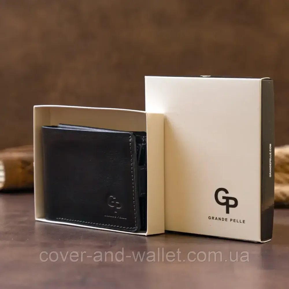 Фірмовий шкіряний чоловічий гаманець на магнітній застібці Grande Pelle Amico Київ - фото 10