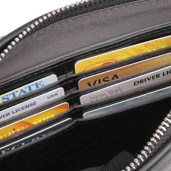 Барсетка чоловіча в гладку шкіру Vintage 14970 Чорна Київ