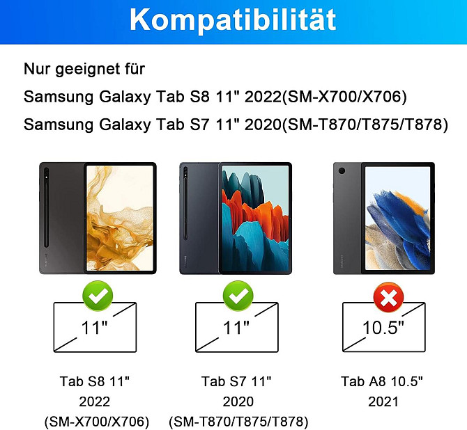 Фирменный чехол-книжка с Bluetooth клавиатурой для планшета Samsung Galaxy Tab S8 2022/ S7 2020 11 дюймов Днепр - изображение 3