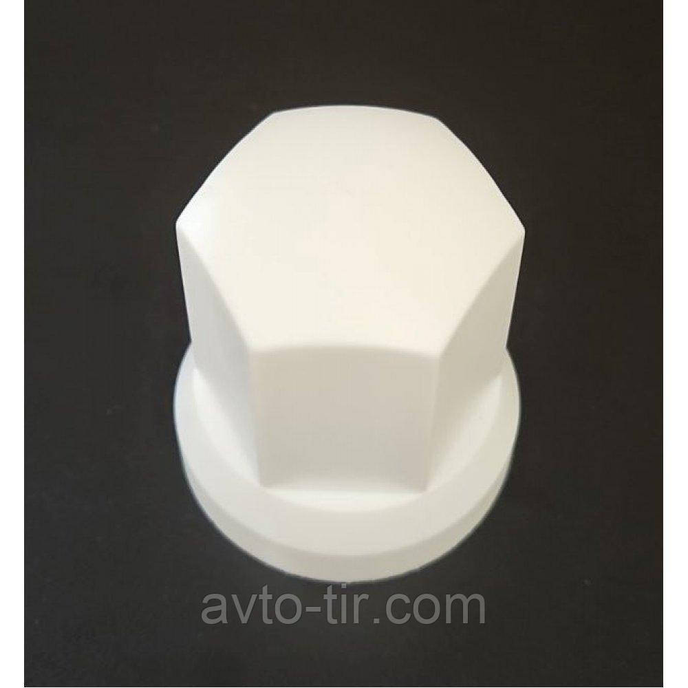 Ковпачок пластиковий на гайку колеса 32 мм білий високий Ковпачок пластиковий на гайку 32 мм Луцьк - фото 1