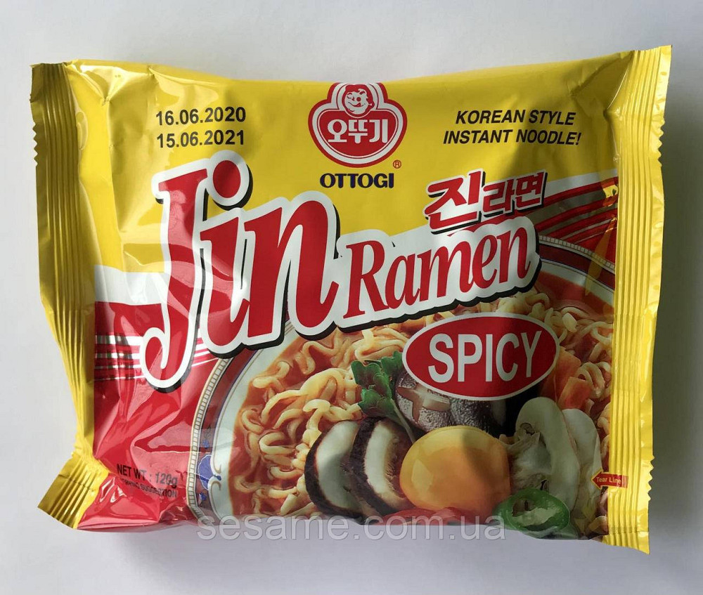 Корейская лапша Рамен Jin Ramen Spicy Ottogi со вкусом грибов Оттоги 120g Харьков - изображение 3
