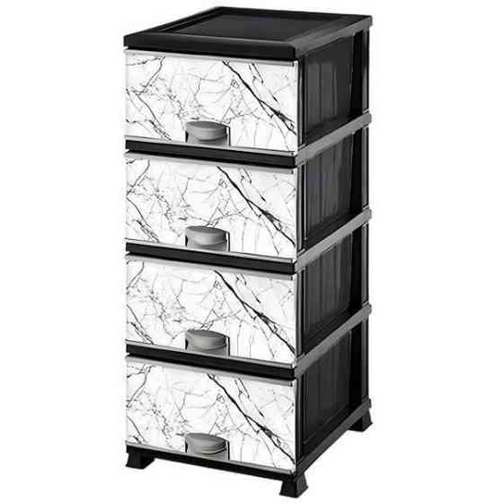 Комод пластик 375х455х900мм с рисунком Белый мрамор 4 ящика Харьков