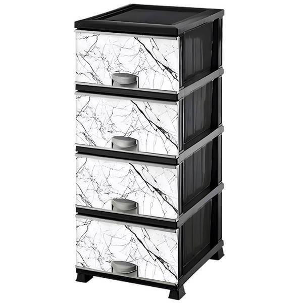 Комод пластик 375х455х900мм с рисунком Белый мрамор 4 ящика Харьков - изображение 1