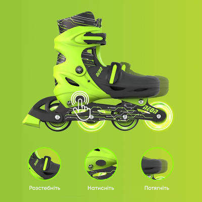 Роликовые коньки Neon Inline Green розмір 30-33 (NT07G4) Винница - изображение 12