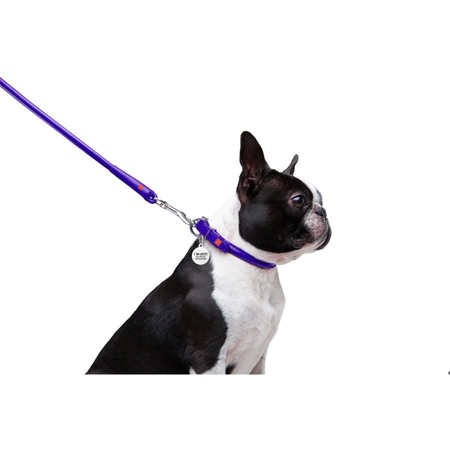 Повідець для собак шкіряний WAUDOG Glamour круглий, Д 8 мм, Дов 122 см фіолетовий Коломыя - изображение 3