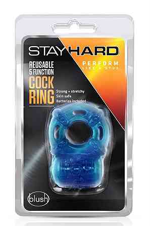 Кільце ерекційне з вібрацією Stay Hard, синє, 3.8 см Sex Aura Київ