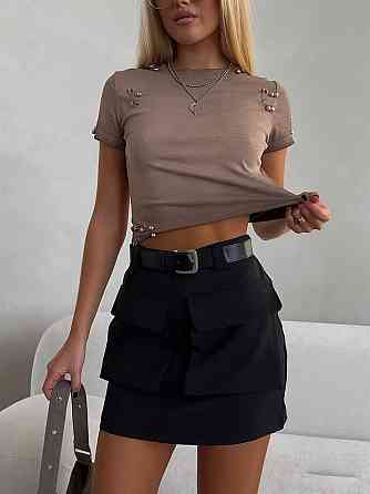 Женская стильная мини юбка-карго костюмка Одесса