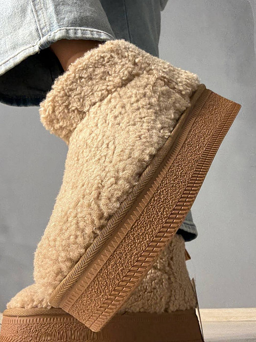 Угги женские Hengji 37-2 с мехом тедди на платформе бежевые, 38, 24 см Киев - изображение 14