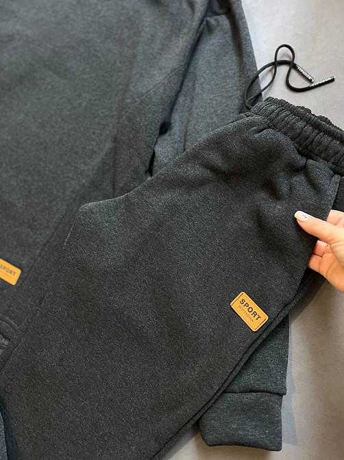 Чоловічий утеплений спортивний костюм baza трикотаж Тринит фліс Графіт, 46/48 Одеса - фото 4