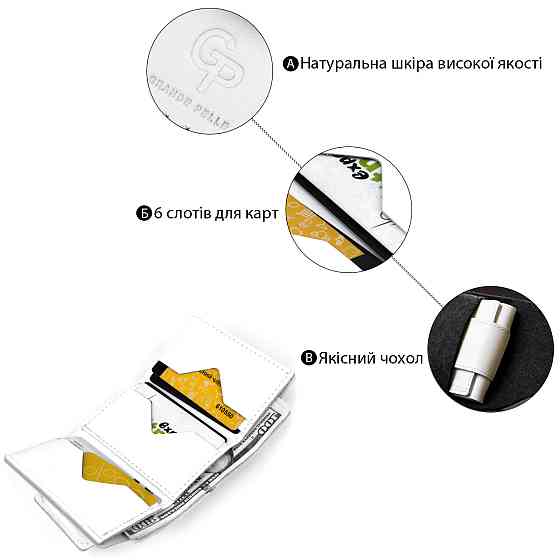 Женское кожаное портмоне Белый (GRANDE PELLE) Киев