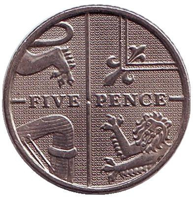 Монета 5 пінсів. 2009 рік, Великобританія. Полтава - фото 1