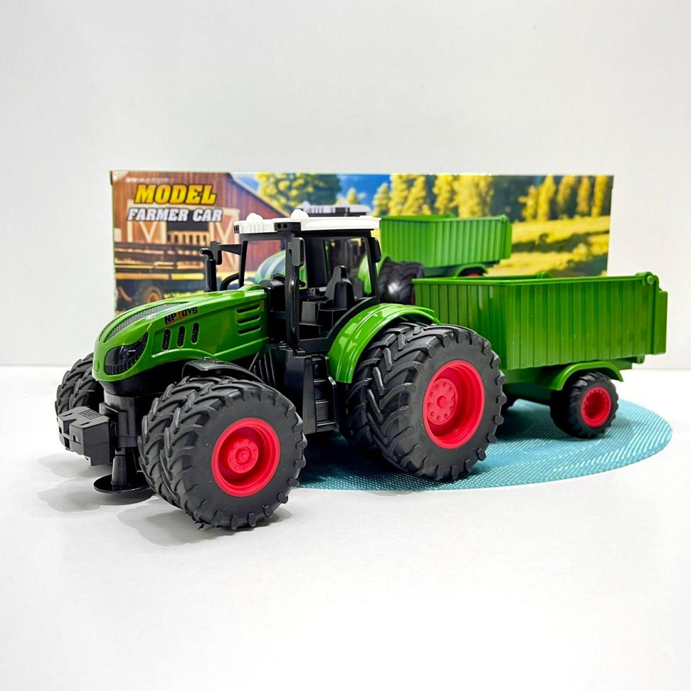 Трактор іграшковий з причепом 1:24 гумові колеса Зелений (99-77B) Чернигов - изображение 5