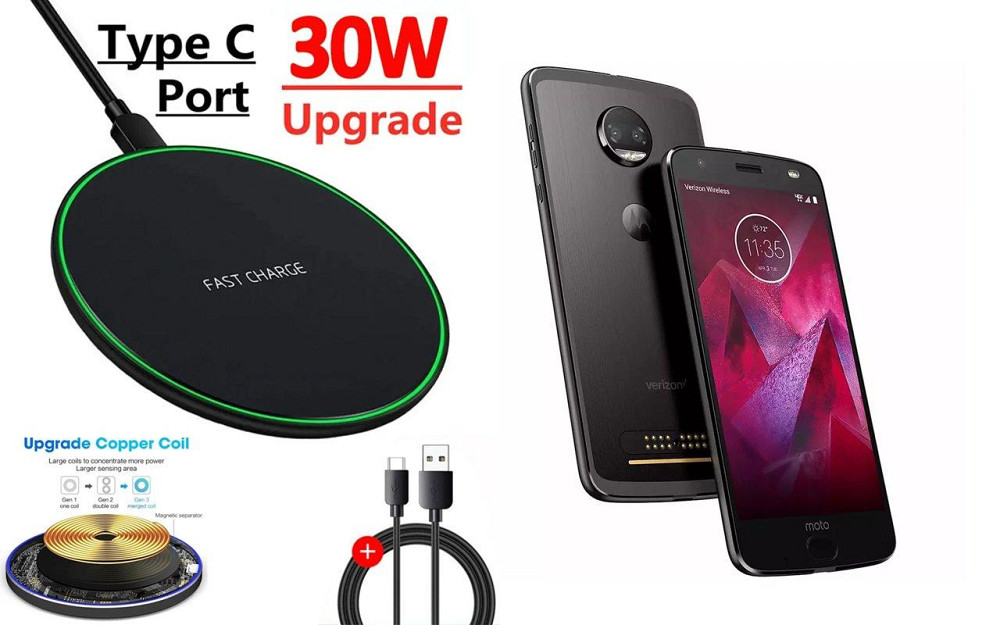 Бездротовий зарядний пристрій Copper до 30W для LG V50 ThinQ, V50 ThinQ 5G, V50s ThinQ, USB-C, LED Київ - фото 1