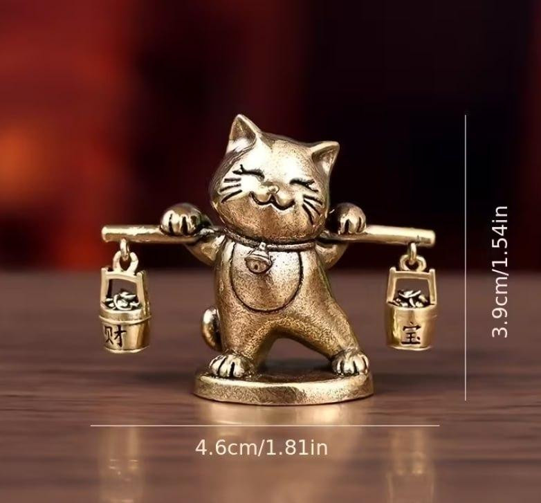 Статуэтка кот удачи с мешочками, цинковый сплав, символ богатства, 4.6 см Киев - изображение 3