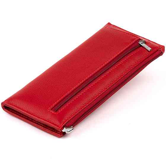 Горизонтальний тонкий гаманець зі шкіри жіночий Червоний (ST Leather) Київ