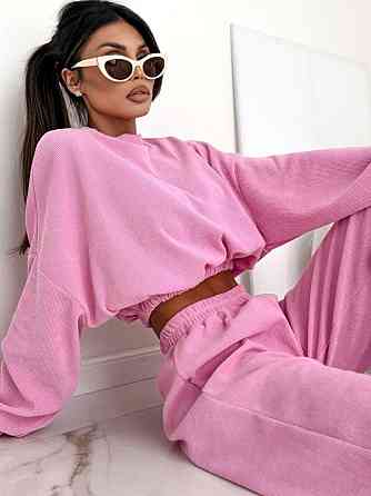 Женский стильный повседневный костюм двойка рубчик Одесса