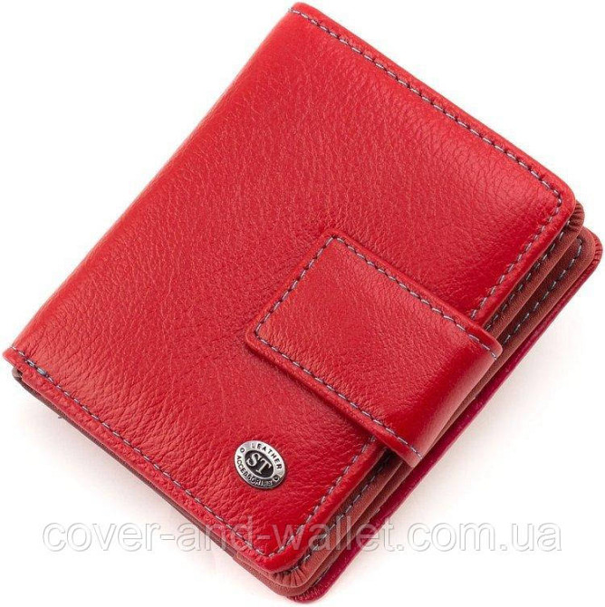 Маленький женский кошелек из натуральной кожи красного цвета с хлястиком на магните ST Leather 259 Киев - изображение 1
