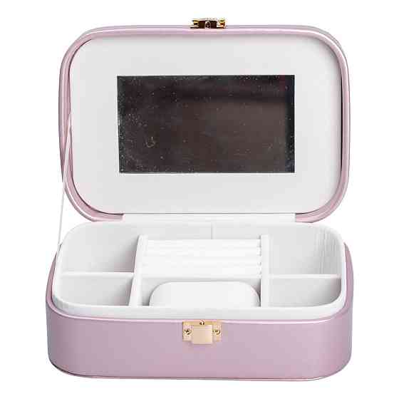 Yiwu Скринька для прикрас з еко шкіри 20×14×7 см із дзеркалом органайзер для ювелірних виробів Коломыя