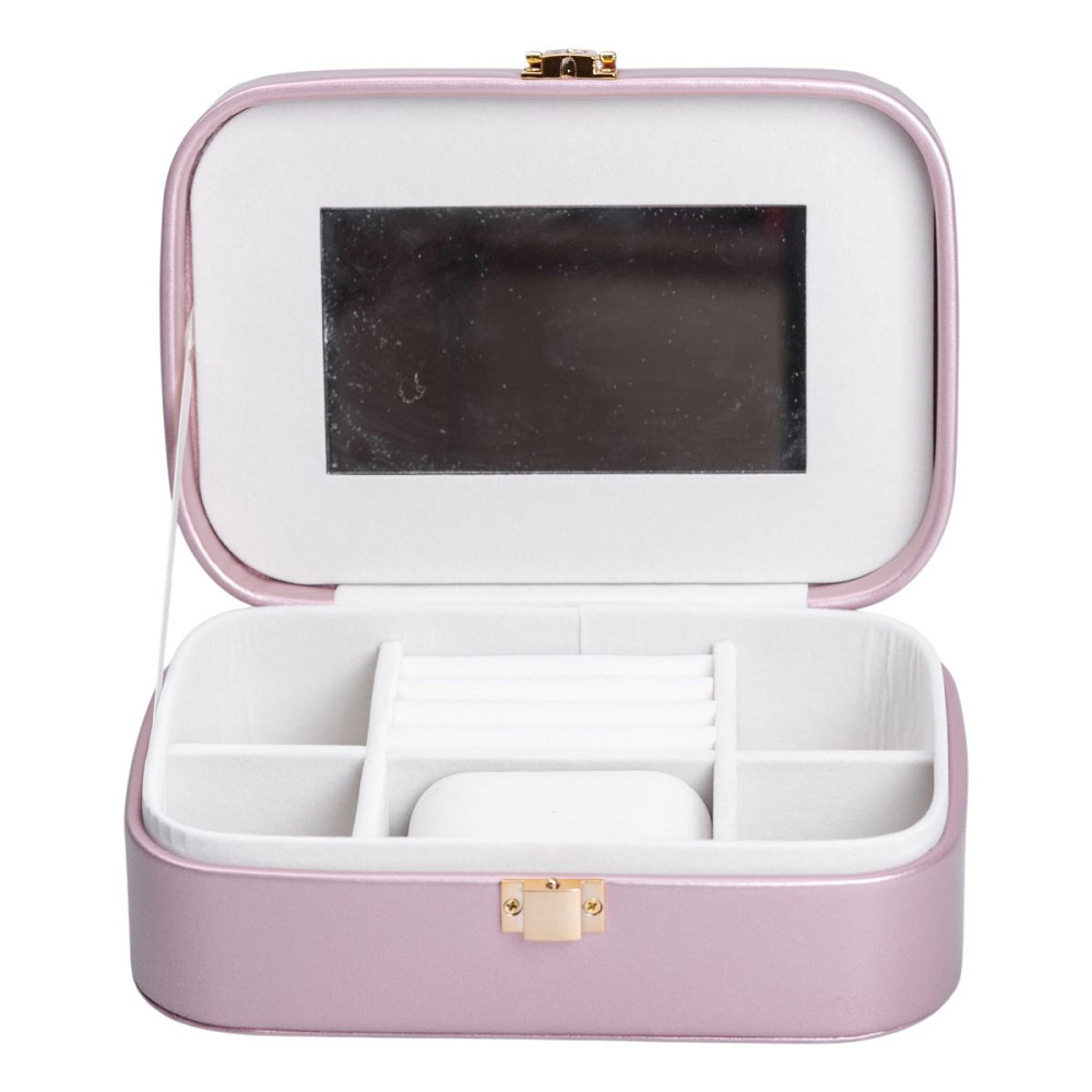 Yiwu Скринька для прикрас з еко шкіри 20×14×7 см із дзеркалом органайзер для ювелірних виробів Коломыя - изображение 1