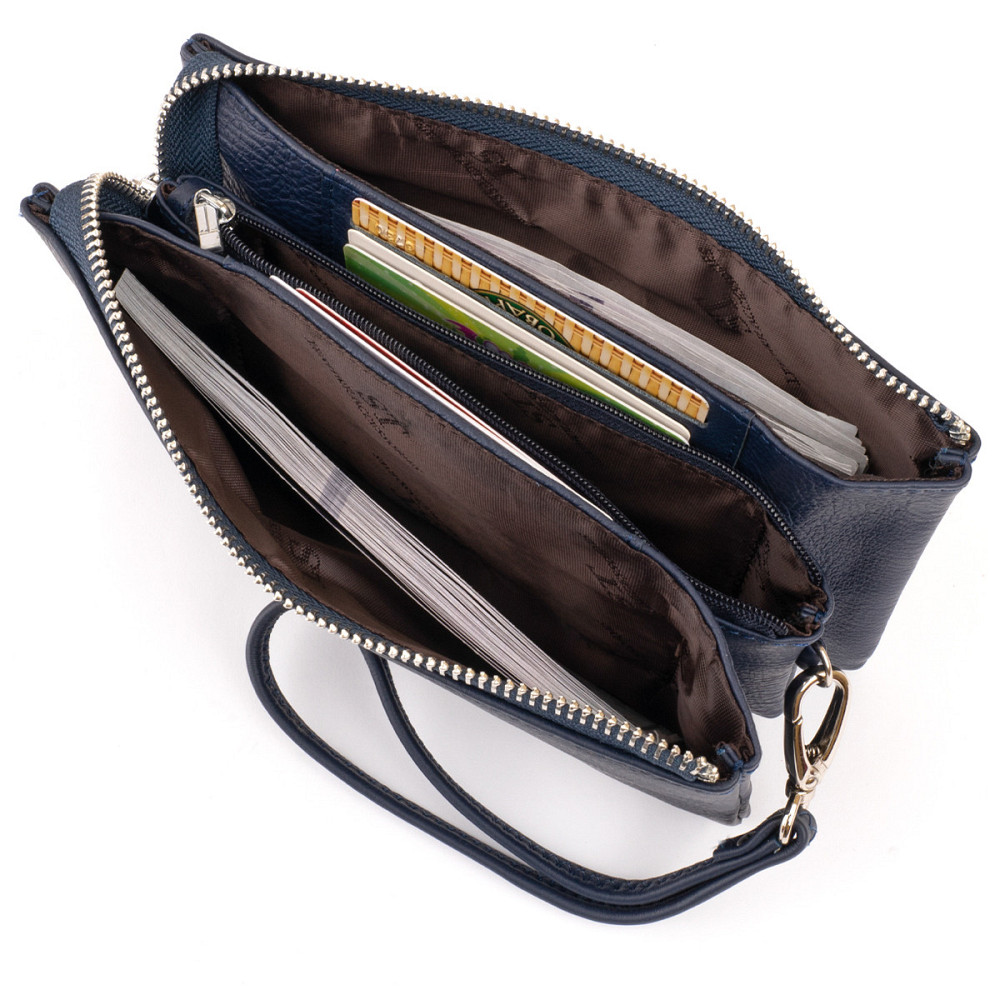 Місткий клатч на два відділення жіночий Синій (ST Leather) Київ - фото 10