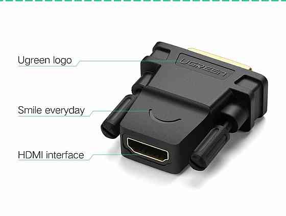 Кабель UGREEN 20124 DVI 24+1 Male to HDMI Female Adapter (Black) (UGR-20124) Київ