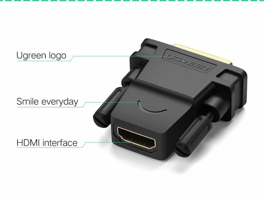 Кабель UGREEN 20124 DVI 24+1 Male to HDMI Female Adapter (Black) (UGR-20124) Киев - изображение 5
