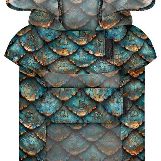 Дощовик-накидка з капюшоном для собак WAUDOG Clothes, малюнок "Луска", XXS, А 23-26 см, B 30-36 см, С 15-20 см Київ