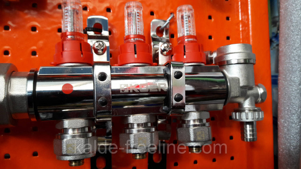 Колектор для теплої підлоги "Koer" в зборі без насоса на 11 контурів Харків - фото 3