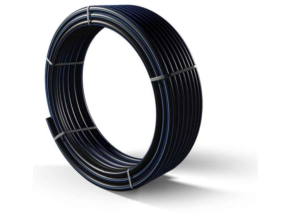Труба ПЭ 40x2.2х8 Атм (черная с син. полос) 100м ТМ EVCI PLASTIK Киев - изображение 1