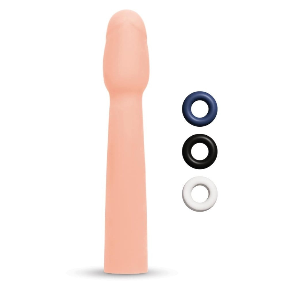 Насадка на пенис Size-Up Penis Entender с 3 эрекционными кольцами в наборе, бежевая Sex Aura Киев - изображение 1