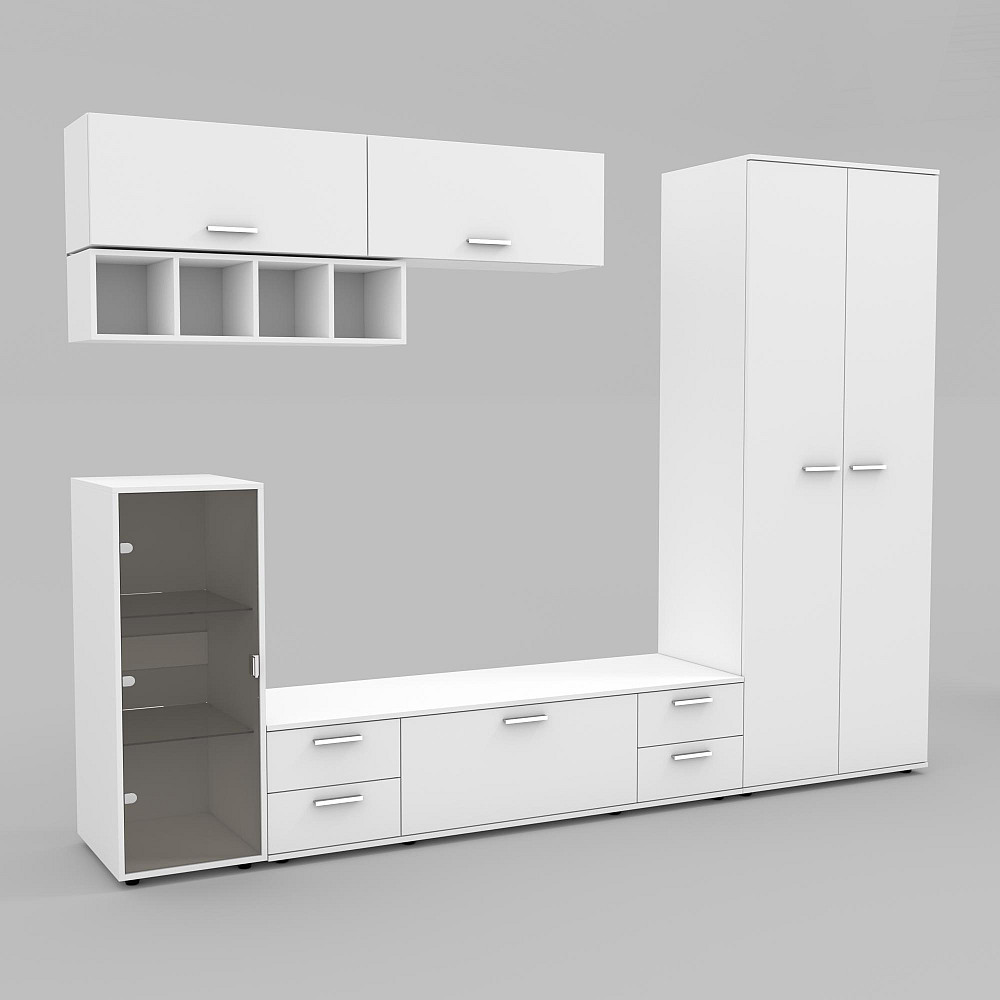 Стенка в гостиную Hugo-1, Белый, 2860х520х2120 Львов - изображение 1