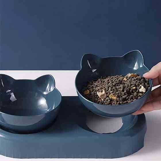 Подвійна миска для кота з автоматичною поїлкою 500 мл / Тарілка для собак і котів на підставці Київ