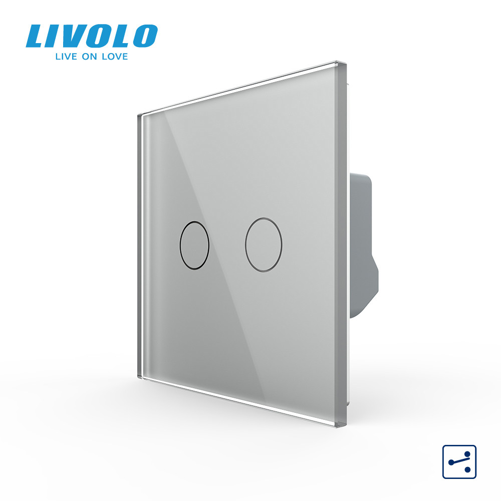 LIVOLO Сенсорний прохідний / перехресний вимикач LIVOLO, 2-сенсорний, сірий матове скло, 5А 230 Коломия - фото 4