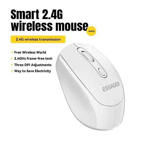 Миша безпровідна ESSAGER (Color box)Spirituel 2.4G wireless mouse White (ESBWX-LD02-Z) Киев