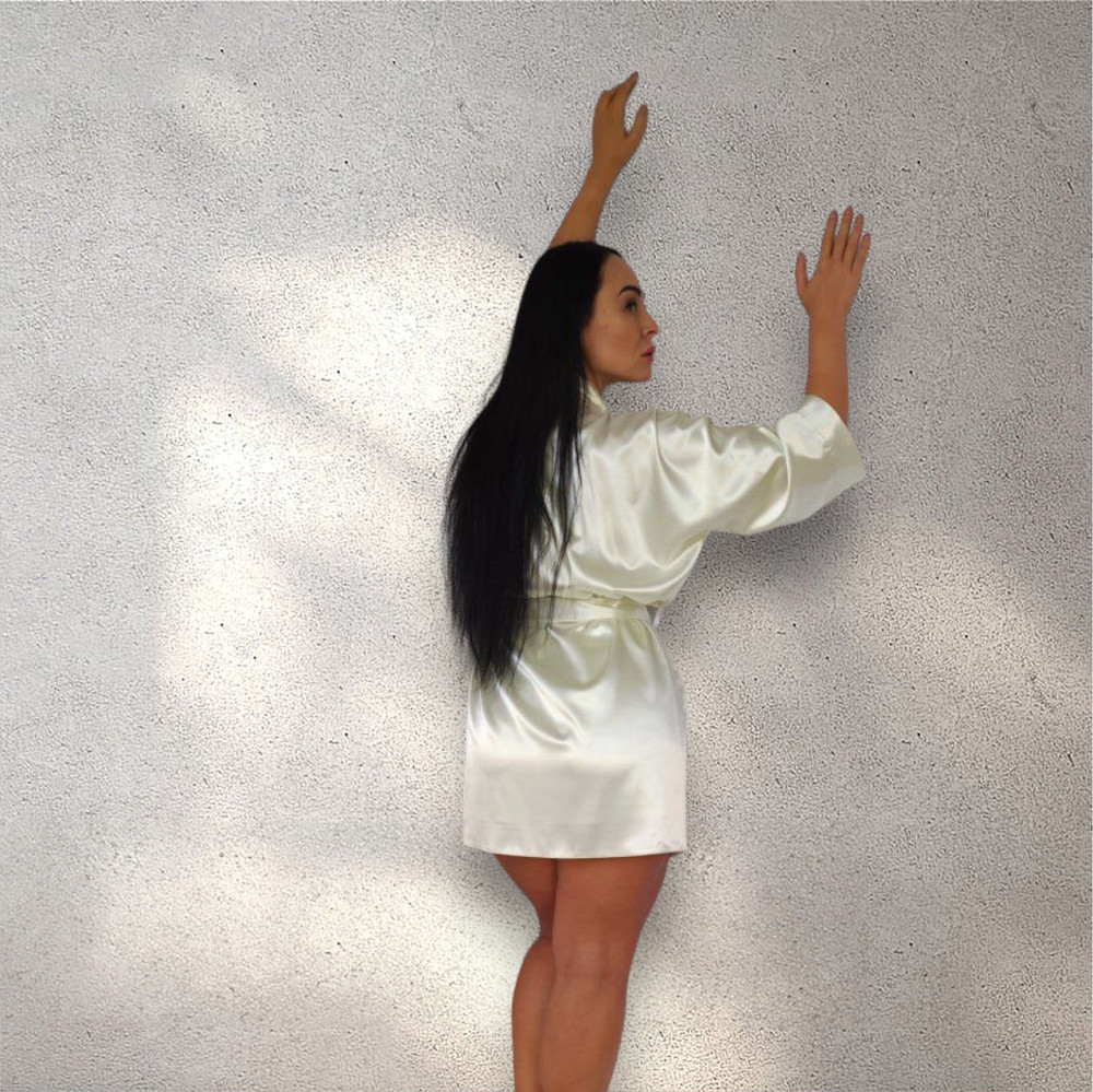 Комплект атласный халат и ночнушка Молочный XS Харьков - изображение 4