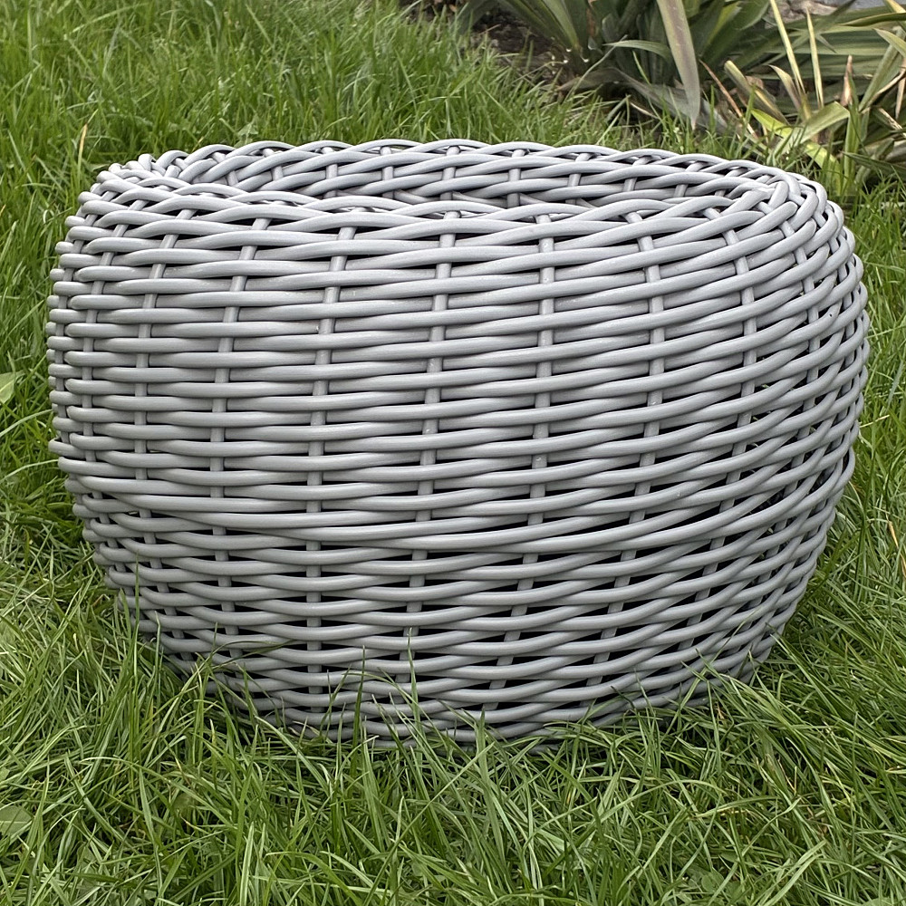Кашпо з ротангу 12 л (ручна робота), стильний горщик для квітів - cірий кварц з косичкою Киев - изображение 1