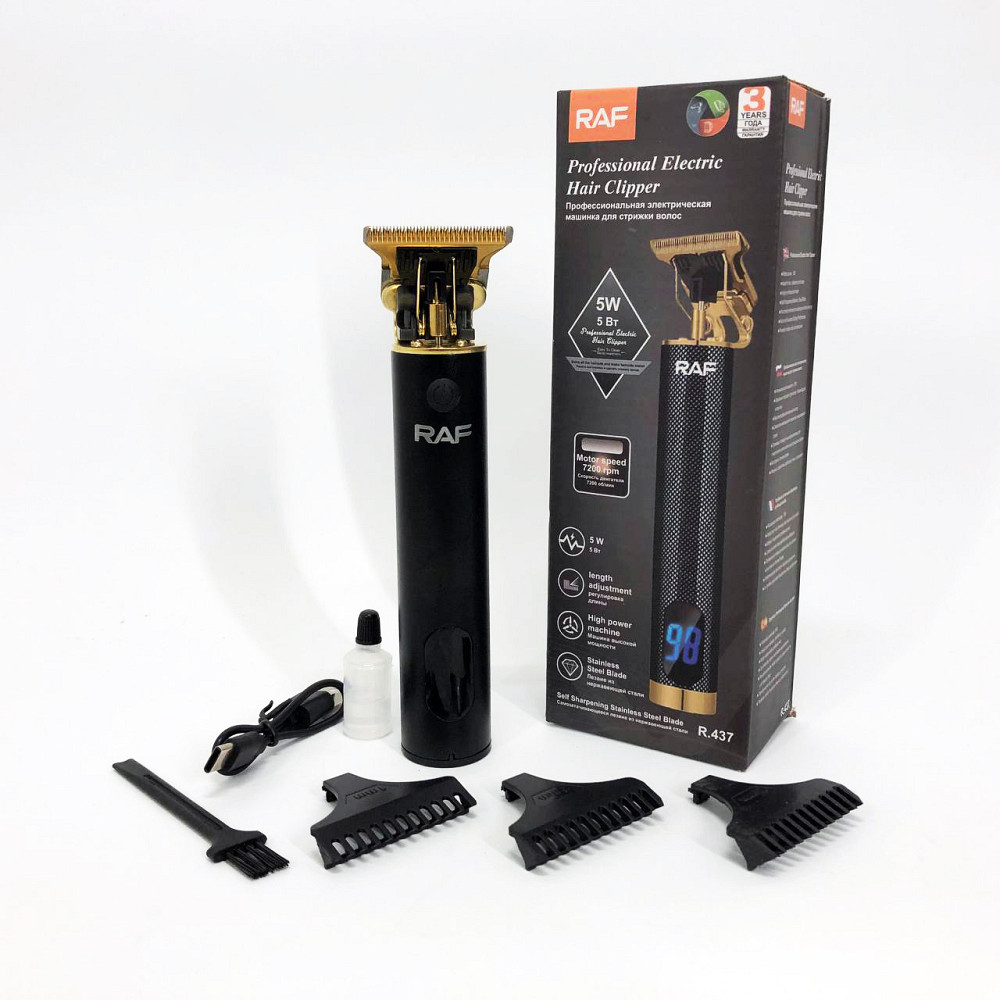 Машинка для стрижки аккумуляторная с насадками RAF R.437, Парикмахерские машинки профессиональные HS-21 Львов - изображение 8