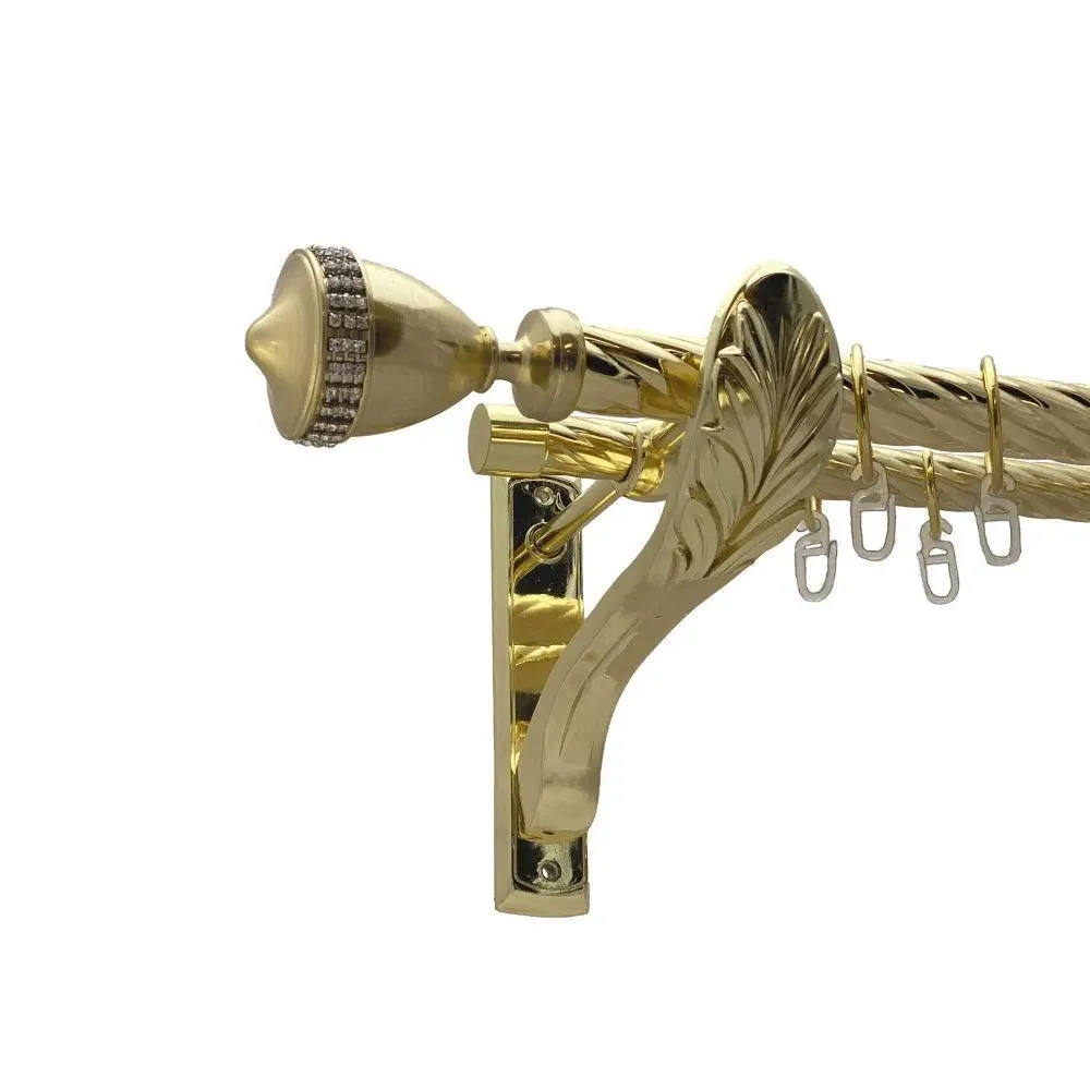 Карниз Orvit Етернія металевий дворядний ретро скручена труба кільце металеве Золото 25\19 мм 200 см Львов - изображение 1